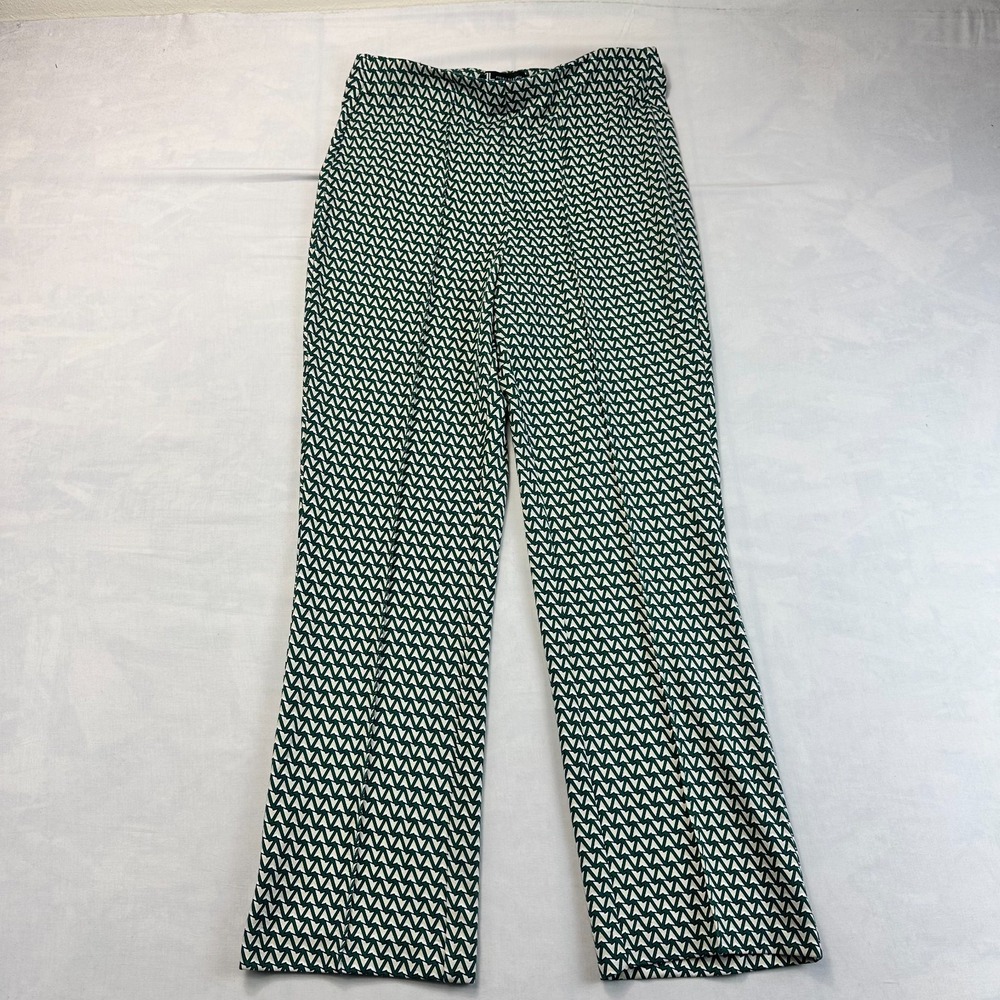 Jules & Leopold Flare Pants Womens Small Green Chevron Pattern Stretch Pull On